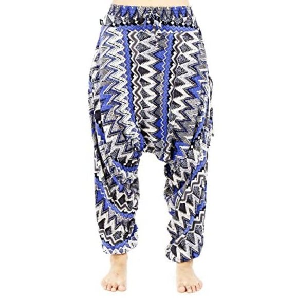 Junior Buddha Pants Savannah Harem Drop Blue Zags - Picture 2 of 8